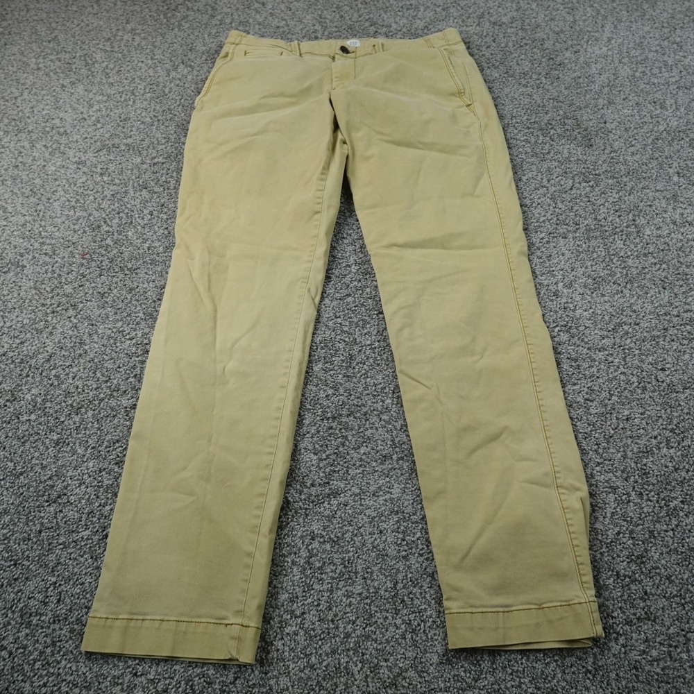Gap Pants Mens 34X32 Beige Tan Brown Khaki Chino Trouser Slim Fit Flat Front